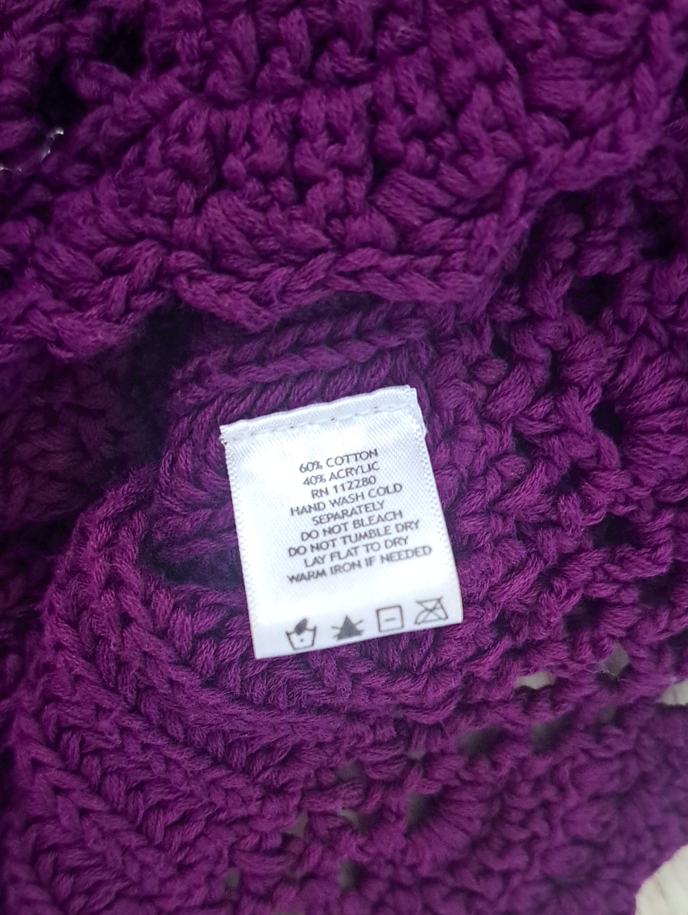 Citiknits Plum Purple Knit Ruffle Fringe Cardigan with Rose Detail 1X Boho - Picture 10 of 12